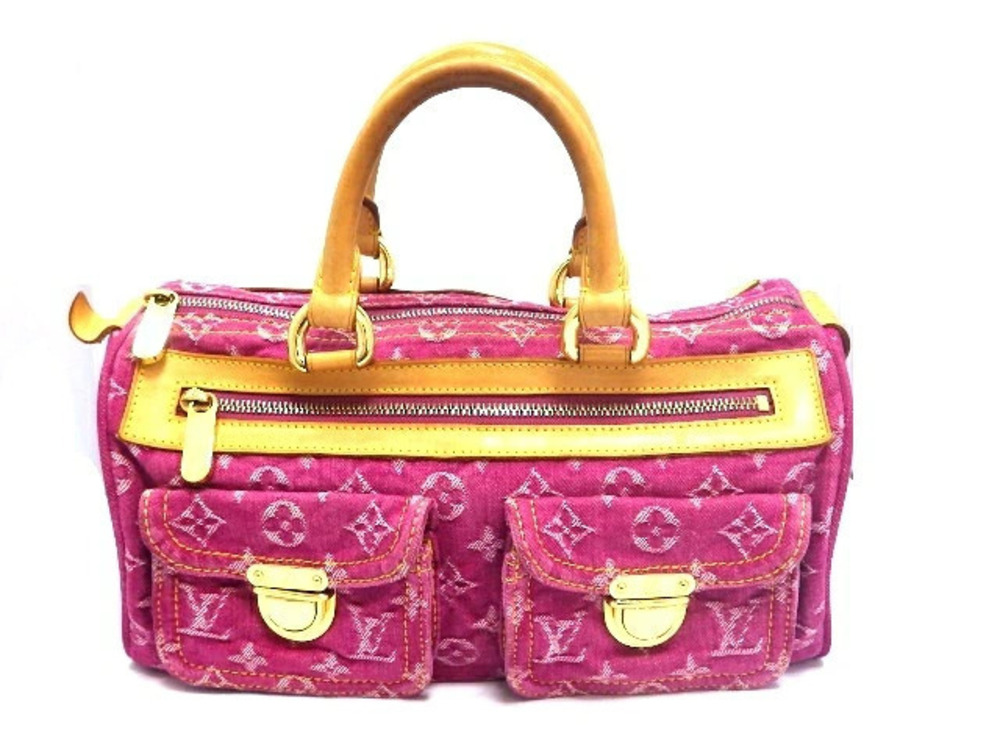 LOUIS VUITTON Neo Speedy Monogram Denim handbag Fuschia Pink